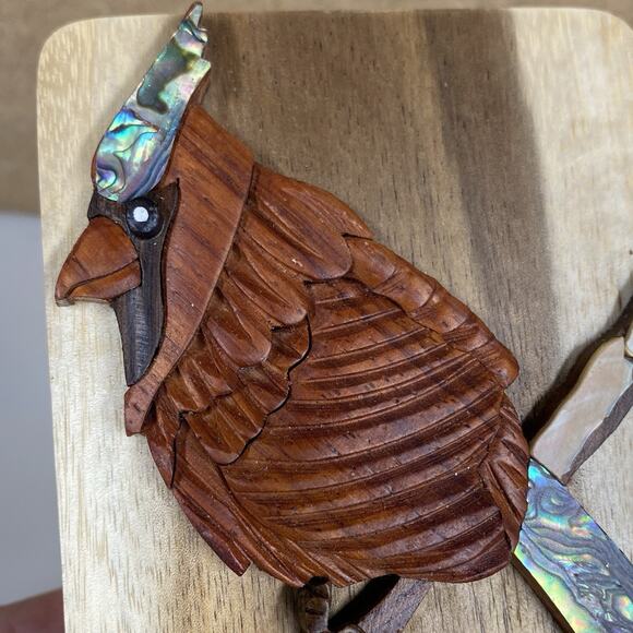 Carver Dan's Wood Puzzle Gift Box with Cardinal & Mother of Pearl Keepsake - Picture 2 of 13